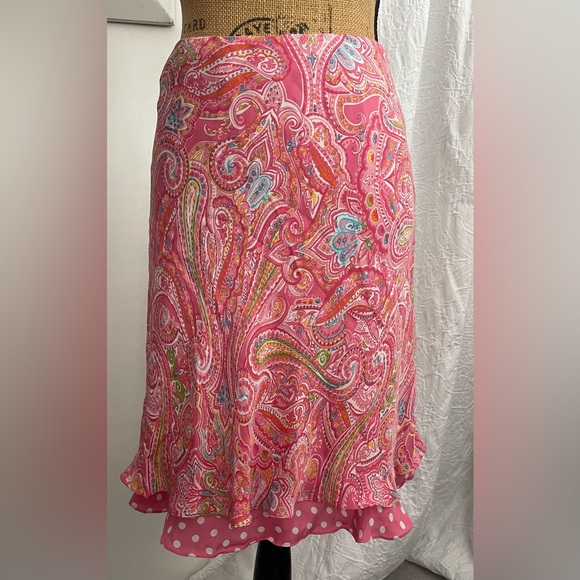 Jones New York Dresses & Skirts - Jones New York Signature Silk Ruffle Hem Skirt Paisley Polka Dots Y2K Size 12